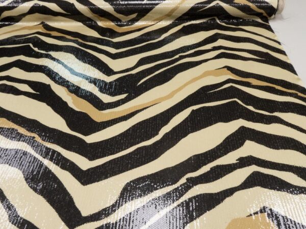 Stoff Pailetten Bicicletta Zebra XXL beige-schwarz – Bild 3