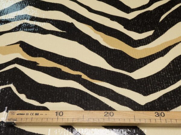 Stoff Pailetten Bicicletta Zebra XXL beige-schwarz – Bild 4