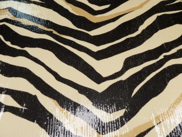 Stoff Pailetten Bicicletta Zebra XXL beige-schwarz