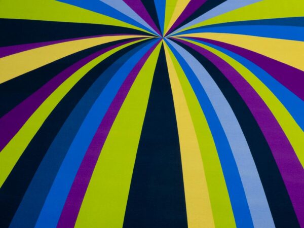 Stoff Viskosejersey Streifenstrahl blau-grün-violett Rapport 140cm – Bild 2