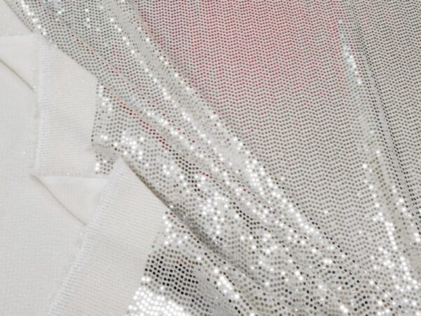 Stoff Paillettes Elast. Ginger silber – Bild 2