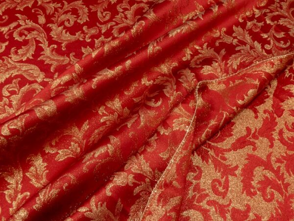 Stoff Navidas Lame Jacquard rot-gold – Bild 2