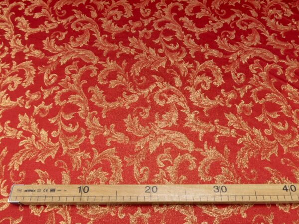 Stoff Navidas Lame Jacquard rot-gold – Bild 3