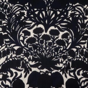 Stoff Seide Twill Blumen nachtblau-creme