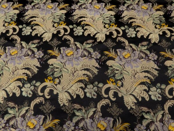 Stoff Seide Jacquard Schwarz Blumen – Bild 2