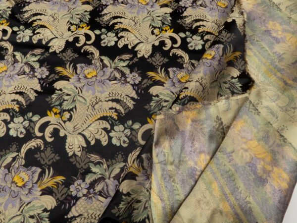 Stoff Seide Jacquard Schwarz Blumen – Bild 3