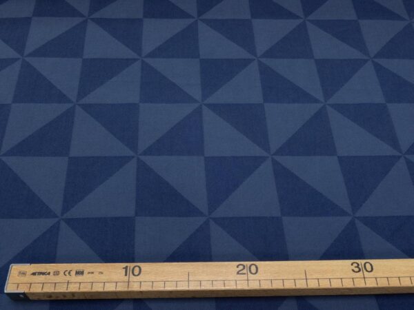 Stoff Jacquard Viskose Dreiecke Key Largo blue – Bild 4