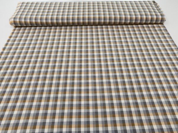 Stoff Baumwolle Karos braun-grau-ecru – Bild 3