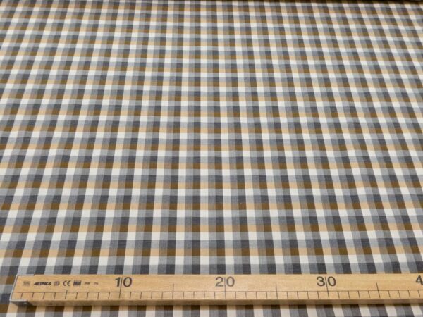 Stoff Baumwolle Karos braun-grau-ecru – Bild 4
