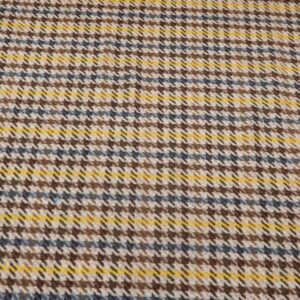 Stoff Wolle recycled Karos braun-gelb-petrol-beige