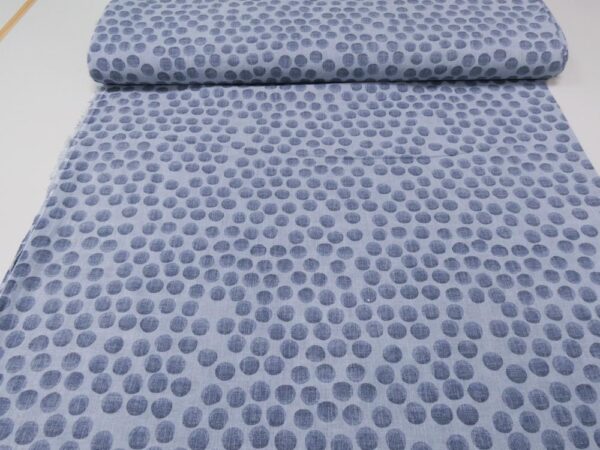Stoff BW Voile blau Punkte – Bild 3