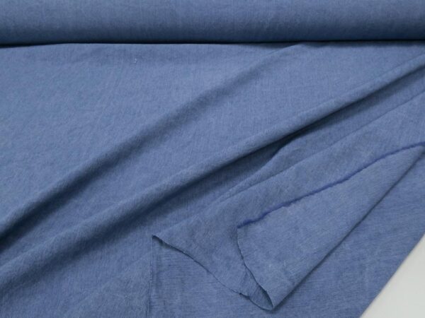 Stoff Lyria-Leinenkrepp washed Look fest & heavy chambray blau-weiss – Bild 2
