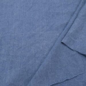 Stoff Lyria-Leinenkrepp washed Look fest & heavy chambray blau-weiss
