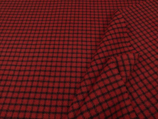 Stoffe Wolle Mantel Karo rot schwarz – Bild 2