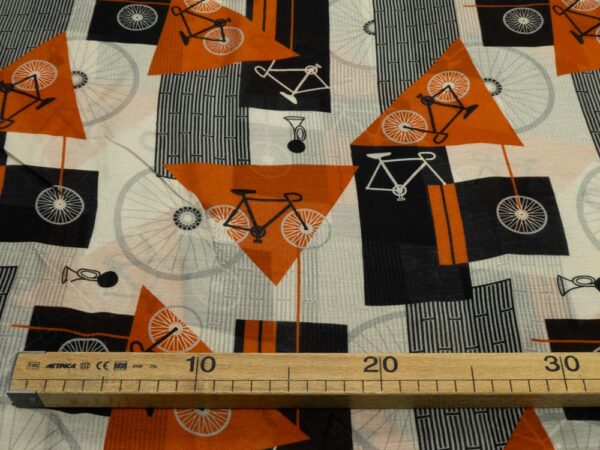 Stoff Baumwolle-Seide Foulard Art Deco Fahrrad – Bild 4