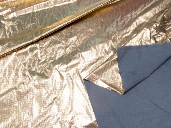 Stoff Kunstseide Raster altgold – Bild 2
