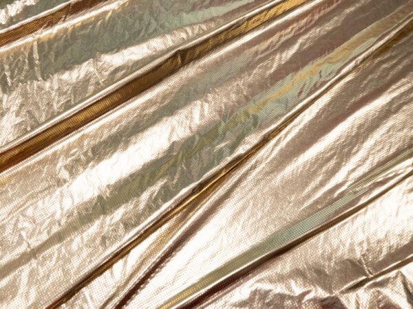Stoff Kunstseide Raster altgold – Bild 3