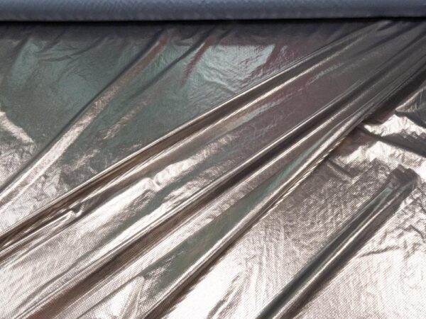 Stoff Kunstseide Raster gold – Bild 3