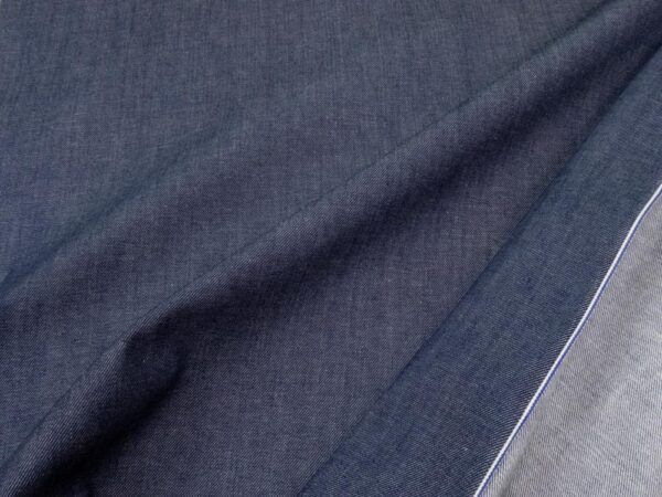 Stoff Selvedge Jap. Stretch dunkelblau Webkante blauweiss – Bild 2