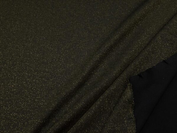 Stoff Romanitjersey Glitzer schwarz-altgold