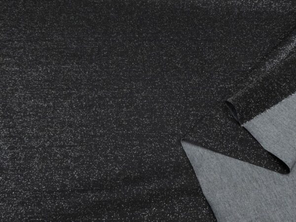 Stoff Romanitjersey Glitzer dunkelgrau-silber