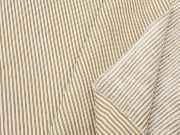Stoff Leinen Streifen mustard-weiss – Bild 2