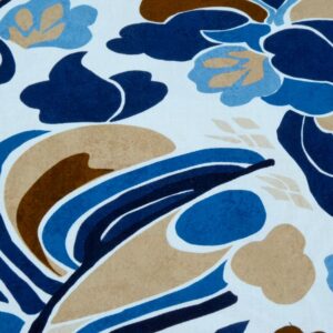 Stoff BW Elasthan Blumen Art Deco blau