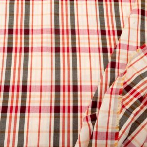 Stoff Baumwolle supersoft Karo_rot schwarz orange, hellapricot