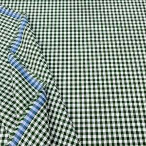 Stoff Cotton Lawn Karos 5mm dunkelgrün-weiss