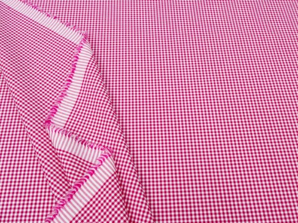 Stoff Cotton Lawn Karos 2mm dunkelrosa-weiss – Bild 2