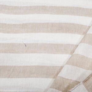 Stoff Leinen Streifen weiss-hellbeige