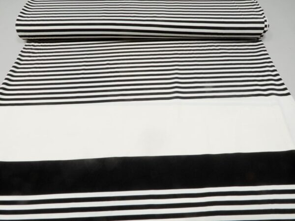 Stoff Viskose Jersey Streifen schwarz-gebrochenes weiss – Bild 3