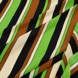 Stoff Seide Krepp de Chine Streifen grün-braun-schwarz-beige
