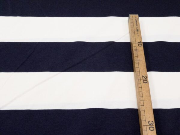 Stoff Romanit Viskosejersey Streifen XXL weiss-dunkelblau – Bild 2
