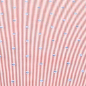 Stoff BW Streifen rot weiss Stickerei