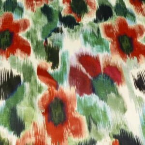 Stoff Seidensatin Chiné grün-rot-natur