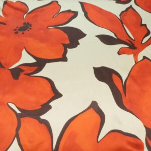 Stoff Seidensatin rote Blumen XXL