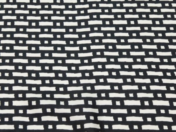 Stoff Seiden Twill grafisches Muster schwarz weiss mini