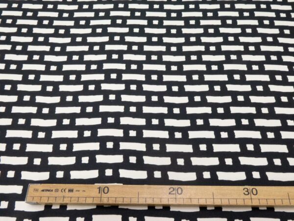 Stoff Seiden Twill grafisches Muster schwarz weiss maxi – Bild 4