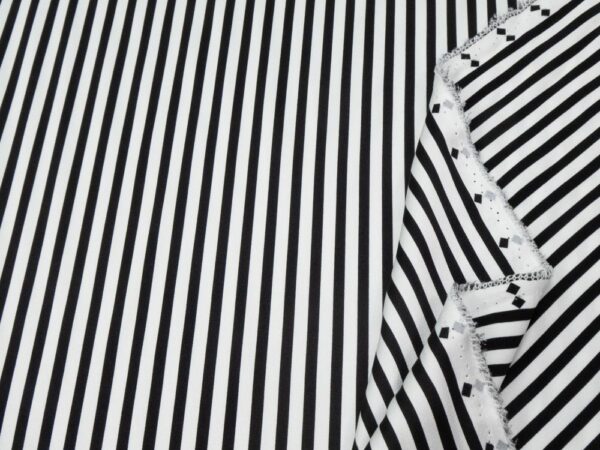 Stoff Viskosesatin heavy Streifen schwarz weiss – Bild 2
