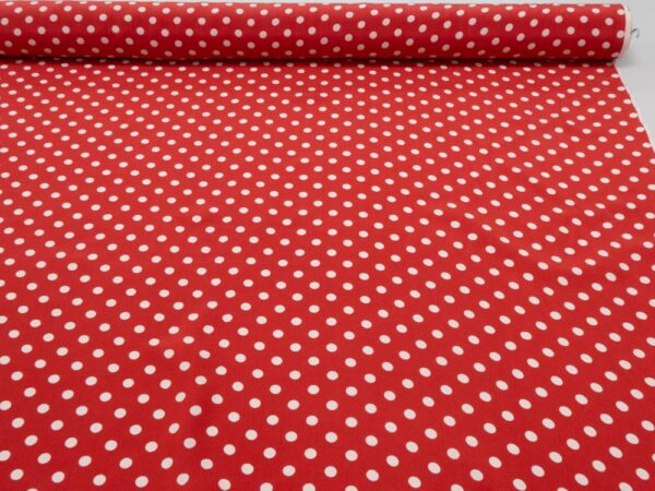 Stoff Seiden Krepp de Chine Punkte rot-ecru – Bild 3