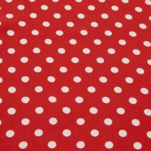 Stoff Seiden Krepp de Chine Punkte rot-ecru