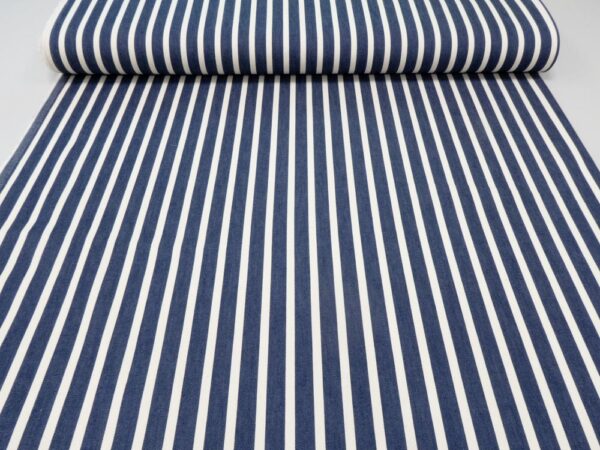 Stoff Denim Streifen blau ecruweiss 18x9 – Bild 3