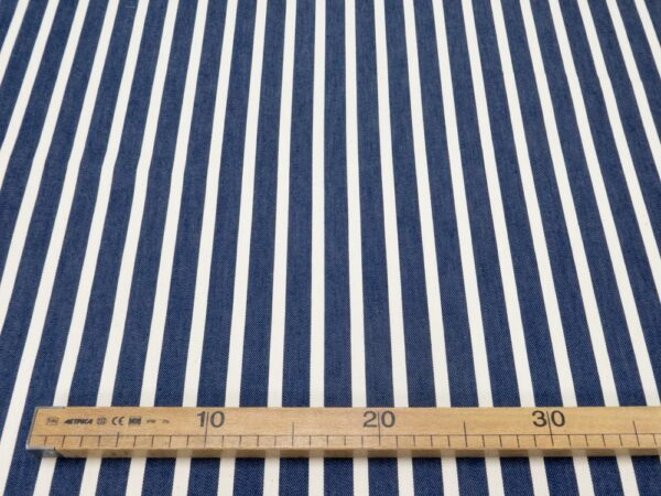 Stoff Denim Streifen blau ecruweiss 18x9 – Bild 4