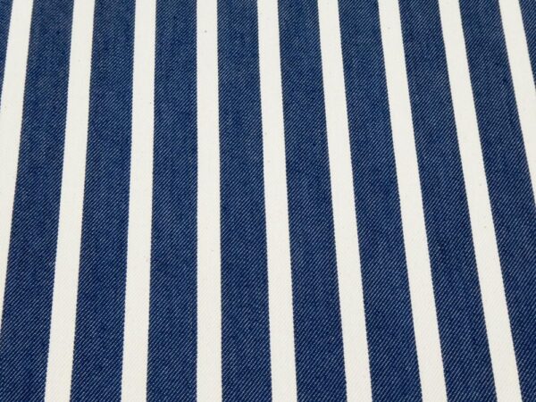 Stoff Denim Streifen blau ecruweiss 18x9