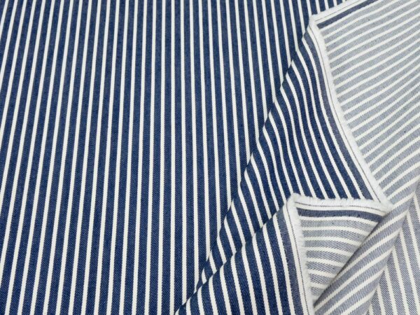 Stoff Denim Streifen blau ecruweiss 6x3 – Bild 2