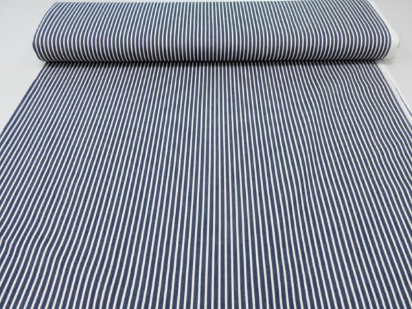 Stoff Denim Streifen blau ecruweiss 6x3 – Bild 3