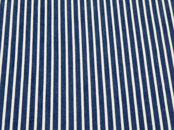 Stoff Denim Streifen blau ecruweiss 6x3