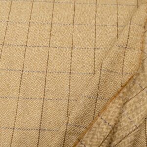 Stoff Wolle Fischrat mit Karo beige