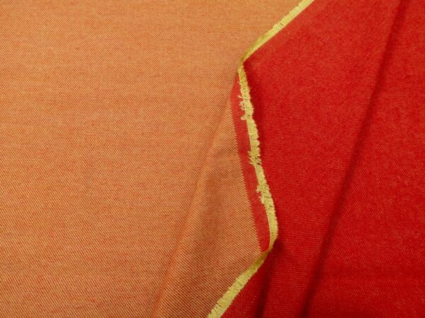 Stoff Wolle Twill zweifarbigrot currygelb-Rot